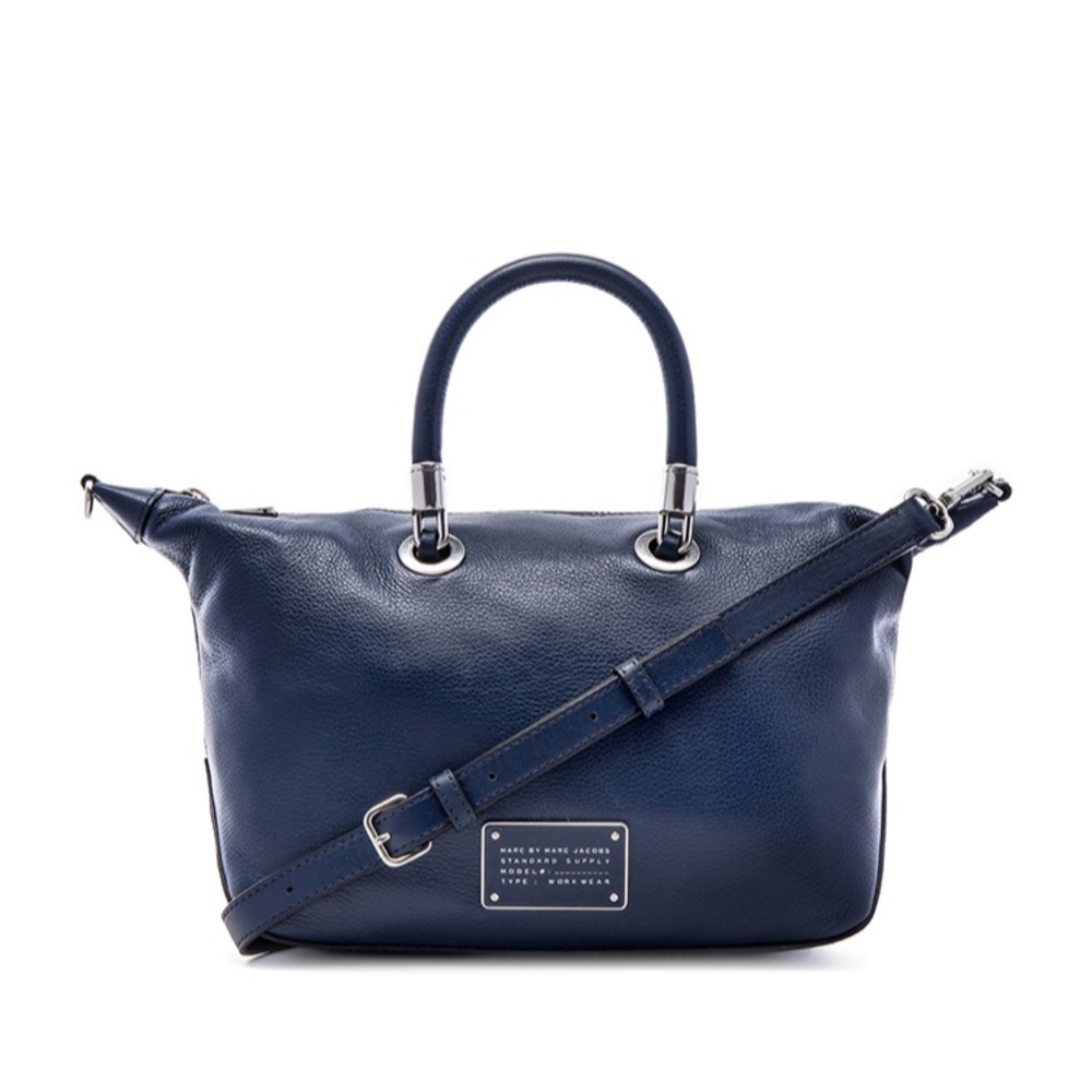 MBMJ navy leather with silver satchel